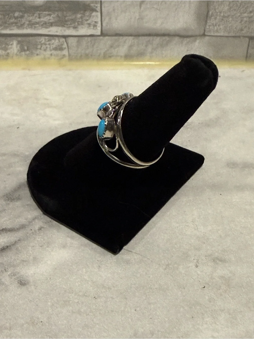 Authentic Native American Sleeping Beauty Turquoise Statement Ring - Size 8.5